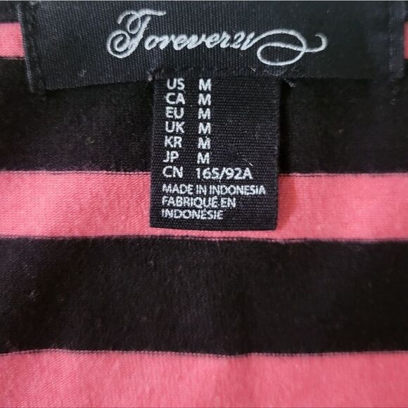 Forever 21 Coral Black Striped Long-Sleeve Bodycon Dress - Picture 3 of 15